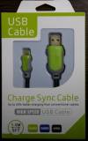 MicroUSB Cable for mobile phones and tablets 1.5m High Speed  30% faster charging- Green