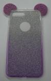 Hard TPU Gel Case for Apple iPhone 7 Plus Clear with Purple Sparklin and Mini Ears (OEM)