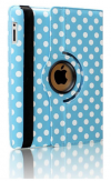 ipad air 2013/ipad 5 Leather Rotating Case 360 Light Blue With White Polka Dots