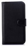 Samsung Galaxy J1 (J100H) - Leather Wallet Case With Plastic Back Cover Black (OEM)