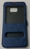 Samsung Galaxy S6 Edge+ G928F - Leather Wallet Case With Windows And Plastic Back Cover Blue (OEM)