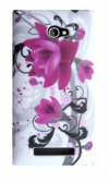 Hard Back Cover Case for HTC Windows Phone 8X White With Purple Flowers (OEM)