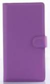 Lenovo Zuk Z1 - Leather Wallet Case With Plastic Back Cover Purple (OEM)