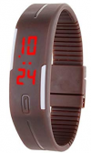 Silicone Wristband Unisex LED Bracelet Watch Brown (OEM)