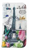 Apple iPhone 6 4,7" - Leather Stand Wallet Case White With Eiffel Tower (OEM)