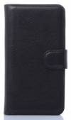 Xperia C5 Ultra E5553 / C5 Ultra Dual E5533 - Leather Wallet Case with Plastic Back Cover Black(OEM)