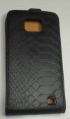 Samsung Galaxy s II i9100 / Plus i9105 Leather Flip Case snake skin Style Black (OEM)