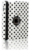 ipad air 2013/ipad 5 Leather Rotating Case 360 White With Black Polka Dots