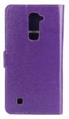 LG K10 K420N  Leather Wallet Stand Case With Silicone Back Cover Purple OEM