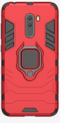Θήκη Full Plate 360° Σιλικόνης Σκληρή Hydrid Armor με Δακτυλίδι & Μεταλλική Βάση για Xiaomi Pocophone F1 Κόκκινο (OEM)