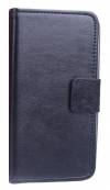 Lenovo P780 - Leather Wallet Case With Plastic Back Cover Black ()