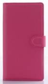 Lenovo Zuk Z1 - Leather Wallet Case With Plastic Back Cover Magenta (OEM)