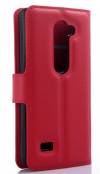 LG Leon (H340N) - Leather Wallet Temp Case Red (OEM)