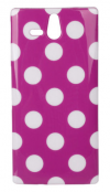 Sony Xperia U ST25i - TPU GEL Case Purple With White Dots (OEM)