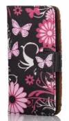 LG G Flex 2 H955 - Δερμάτινη Θήκη Πορτοφόλι Μαύρη Με Λούλούδια Και Πεταλούδες (ΟΕΜ)