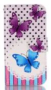 Samsung Galaxy A5 (2016) A510F - Leather Wallet Case With Silicone Back Cover Butterflies(OEM)