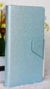 Lenovo A859 - Leather Stand Wallet  Case Glossy Light Blue (OEM)