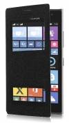 Nokia Lumia 730/735 - Δερμάτινη Θήκη Stand Με Παραθυράκια Μαύρο (OEM)