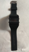 LED Unisex Black Rectangular Silicone Wrist Watch (OEM)