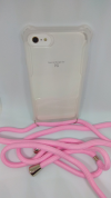 Θήκη Σιλικόνης TPU με ροζ Neck Cord για Iphone 7G / 8G - Διάφανη (ΟΕΜ)