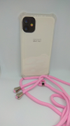 TPU Silicone Case with Pink Neck Cord for Iphone 11 6.1 "- Transparent (OEM)