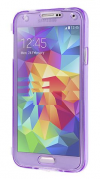 Samsung Galaxy S5 G900 - Protective TPU Gel Case with Front Cover Clear Purple (OEM)
