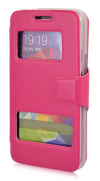 Leather Stand Case/S-View for Alcatel OneTouch Scribe Easy 8000D Magenta (OEM)