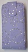 Galaxy S III mini i8190 - Leather Flip Case With diamonds And Plastic Back Cover Purple (ΟΕΜ)
