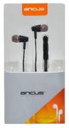 Hands Free Ancus Dynamic in-Earbud Stereo 3.5 mm Μαύρο με Διακόπτη Αλλαγής Πολικότητας, Καλώδιο Πλακέ, Πλήκτρο Απάντησης και Έντασης