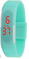 Silicone Wristband Unisex LED Bracelet Watch Turqoise Light (OEM)