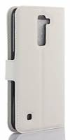 LG K10 K420N  Leather Wallet Stand Case With Silicone Back Cover White OEM