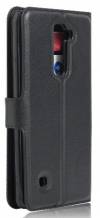 LG Stylus 2 - Δερμάτινη Stand θήκη Πορτοφόλι Με Πίσω Κάλυμμα Σιλικόνης Μαύρο (OEM)