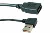 Powertech USB A male - USB A female 1.5m with 90o angle black CAB-U018