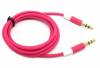 3.5mm Two Tone Head Round Stereo Audio Auxiliary AUX Cable for iphone, Android Smart Phones And MP3 Magenta 1m (OEM)