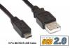 USB A male - USB micro B male cable 2M,        (OEM)