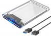 USB3.0 to SATA3.0 External Hard Drive Case Enclosure with Cable for 2.5inches HDD and SSD SATA Interface Gard Clear  (OEM)