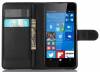 Microsoft Lumia 650 - Δερμάτινη Θήκη Πορτοφόλι Με Πίσω Κάλυμμα Σιλικόνης Μαύρο (OEM)