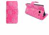 Huawei Ascend Y530 - Leather Wallet Case Pink With Diamond Butterflies (OEM)