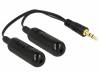 Delock Audio Splitter Stereo jack . 3.5mm  2x Stereo jack . 3.5mm  Volume Control Cable 17.5cm 65683