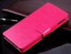 Leather Wallet Case With Plastic Back Cover for Lenovo Golden Warrior A8 (A806 / A808T) Magenta (OEM)