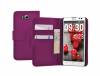 LG Optimus L9 II D605 Leather Wallet  Case Purple (OEM)