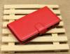 Huawei Honor 3X G750 -  Leather Wallet Stand Case Red (OEM)