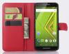 Motorola Moto X Play (XT1562) - Leather Wallet Stand Case Red (OEM)