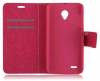 Vodafone Smart Prime 6 - Leather Wallet Case With Plastic Back Cover Magenta (ΟΕΜ)