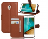 Leather Wallet Case With Plastic Back Cover for Vodafone Smart Prime 7 VFD600 Brown (ΟΕΜ)