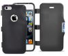 iPhone 4G / 4S - Wallet Gel Silicone Case With Front Cover Black (OEM)