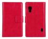 LG Optimus L5 II E460 Leather Wallet Case Magenta (OEM)