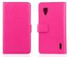 LG Optimus G E 973 / E975 - Leather Wallet Stand Case Magenta (OEM)