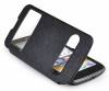 Leather Case With Windows And Plastic Back Cover for Huawei Ascend G610 Black (ΟΕΜ)