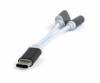 USB type C plug to stereo 3.5 mm audio adapter cable 15cm with extra power socket Black